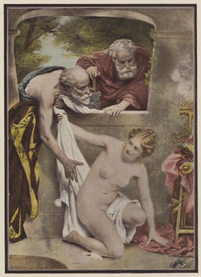 Susanna og de ældste (farve litho) af Philippe Felix Dupuis