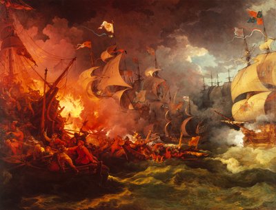 Nederlag for den spanske armada, 8. august 1588 af Philippe Jacques de Loutherbourg
