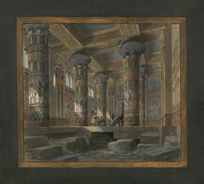 Scenografi af Philippe Chaperon til operaen Aida af Giuseppe Verdi (1813-1901): Isis tempel af Philippe Marie Chaperon