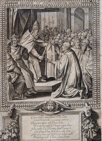 Board of Statutes of the Order of Malta "" Statuta Hospitalis Hervsalem"" (blødgøring af en ridder af en pave), af Philippe Thomassin, slutningen af det 16. århundrede af Philippe Thomassin