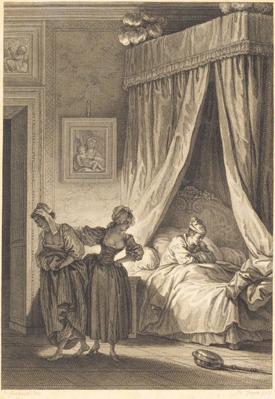 De tre sladders væddemål: Tjeneren af Philippe Triere and Antoine Jean Duclos after Jean Honoré Fragonard