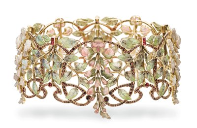 Art Nouveau multi-perle og emalje 