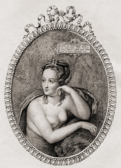 Fransk elskerinde til kong Henrik II af Frankrig: Diane de Poitiers (1499-1566) af Philippe after Mercier