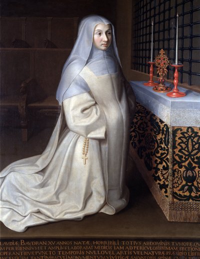 Portræt af Claudia (Claude) Baudran, indsat i klostret Port Royal des Champs (Port-Royal-des-Champs) maleri tilskrevet Philippe de Champaigne, kirken Linas, Seine og Oise - Olie på lærred af Philippe de (attr. to) Champaigne