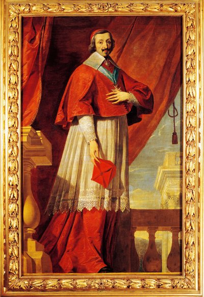 Frankrig, Fontaine Chaalis, Portræt af fransk statsmand og præst, kardinal Richelieu (1585-1642) af Philippe de (school of) Champaigne