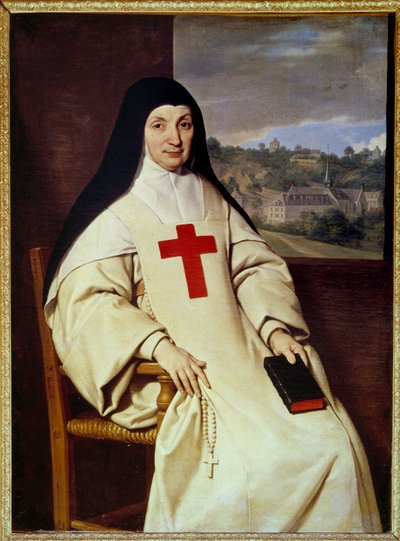 Portræt af Moder Angelique Arnauld Jacqueline Marie Arnauld dit Angelique Arnauld (1591-1661), abbedisse af Port Royal des champs (Port-Royal-des-Champs), figur af fransk jansenisme"" Maleri af Philippe de Champaigne (1602-1674) af Philippe de Champaigne