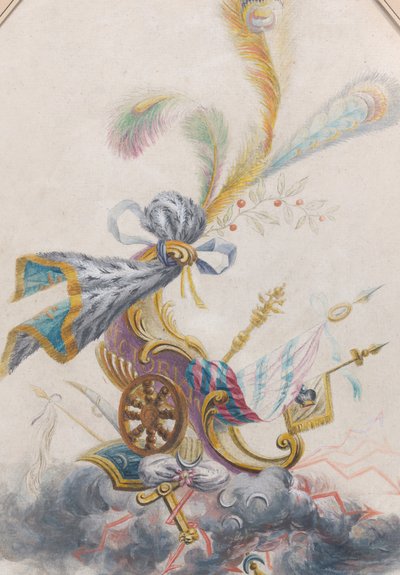 Design til en Lampas Silk med en triumfvogn på en sky, ca. 1770-75. af Philippe de Lasalle