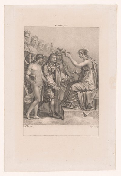 Jean Racines apoteose Hans geni og Melpomene fører ham til udødelighed af Philippus Velijn