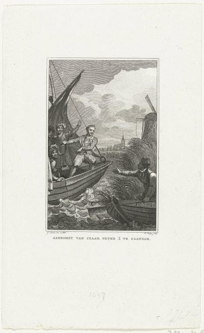 Tsar Peter den Stores ankomst til Zaandam, 1697, ca. 1829 af Philippus Velijn
