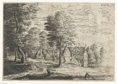 Landskab med en hyrde og hans flok Tre landskaber (serietitel) af Philips Augustijn Immenraet