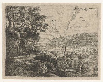 Landskab med mand, kvinde og barn Otte landskaber efter Lucas van Uden (serietitel) af Philips Augustijn Immenraet