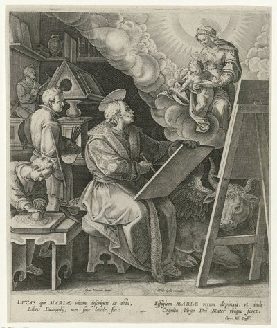 Sankt Lukas maler Maria med barn af Philips Galle (attributed to workshop of)