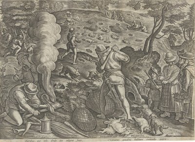 Konijnenjacht Jachttaferelen (serietitel) hvor enhver slags jagt, fuglefangst og fiskeri (serietitel) af Philips Galle (possibly)