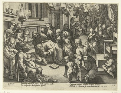 Paulus opdrager Eutychus Apostlenes historie (serietitel) af Philips Galle (workshop of)