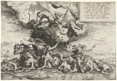 Apollo og Diana dræber Niobes børn af Philips Galle