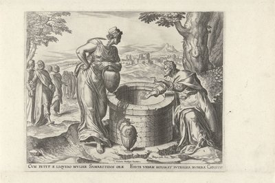 Kristus og den samaritanske kvinde ved brønden Seks scener med Kristus og kvinder fra evangelierne (serietitel) af Philips Galle