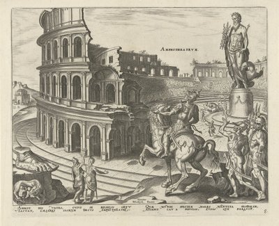 Colosseum i Rom Amfiteater (titel på objekt) Verdens otte vidundere. (serietitel) af Philips Galle