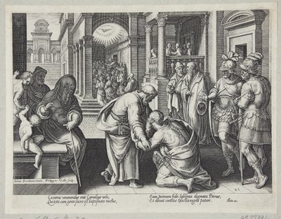 Cornelius knæler foran Sankt Peter af Philips Galle