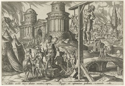 Kongen af ​​Ai bliver hængt The Days of Doom of the Jewish People (serietitel) af Philips Galle