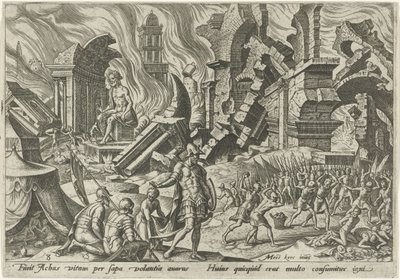 Ødelæggelsen af ​​Ai og steningen af ​​Akan The Days of Doom of the Jewish People (serietitel) af Philips Galle