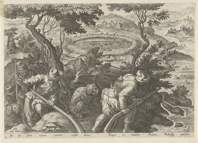 Eendenjacht Jachttaferelen (serietitel) hvor enhver slags jagt, fuglefangst og fiskeri (serietitel) af Philips Galle