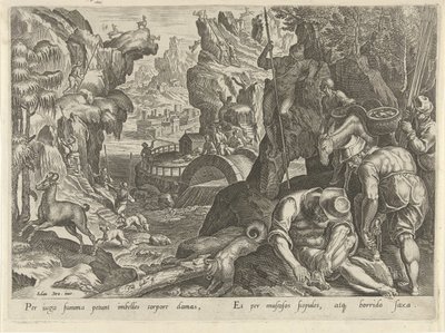 Jacht op gemzen Jachttaferelen (serietitel) hvor enhver slags jagt, fuglefangst og fiskeri (serietitel) af Philips Galle