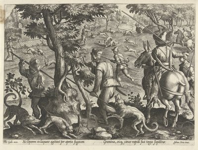 Jacht op hazen Jachttaferelen (serietitel) hvor enhver slags jagt, fuglefangst og fiskeri (serietitel) af Philips Galle