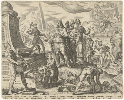 Kong Josias lader offerstedet i Betel vanhelliget Historien om kong Josias (serietitel) af Philips Galle
