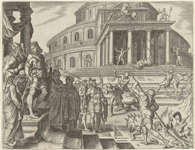 Kong Josias får hestene og vognene fjernet til ære for solen Historien om kong Josias (serietitel) af Philips Galle