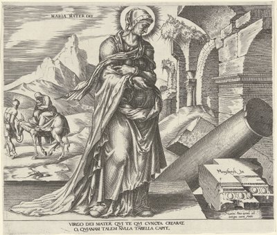 Maria Maria Mater Dei (titel på objekt) Otte berømte kvinder fra Det Gamle og Nye Testamente (serietitel) af Philips Galle