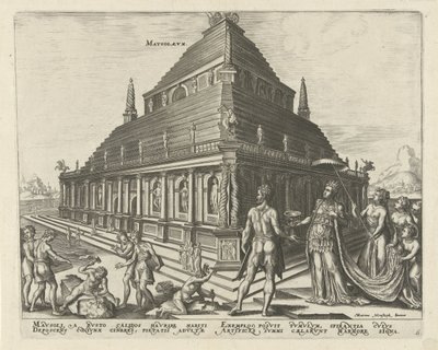 Mausoleet af Halikarnassus Mavsolevm (titel på objekt) Verdens otte vidundere (serietitel) af Philips Galle