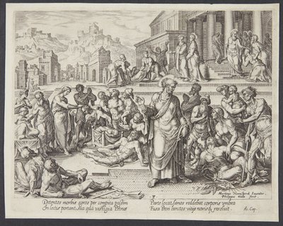 Petrus helbreder de syge med sin skygge af Philips Galle