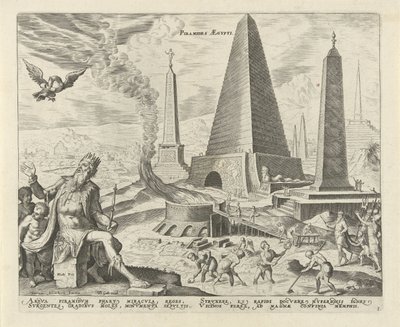 Pyramiderne i Egypten Pyramids Aegypti (titel på objekt) Verdens otte vidundere (serietitel) af Philips Galle
