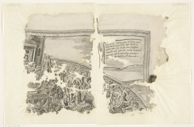 Øverste højre hjørne af et print af scenen af ​​Cebes Tabula Cebetis Carta Vitae (titel på objekt) af Philips Galle