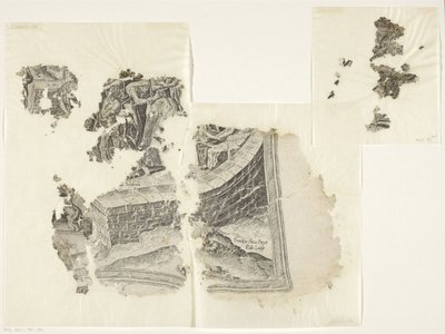 Nederste højre hjørne af et print af scenen af ​​Cebes Tabula Cebetis Carta Vitae (original titel) af Philips Galle