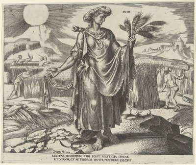 Ruth Rvth (titel på objekt) Otte berømte kvinder fra Det Gamle og Nye Testamente (serietitel) af Philips Galle