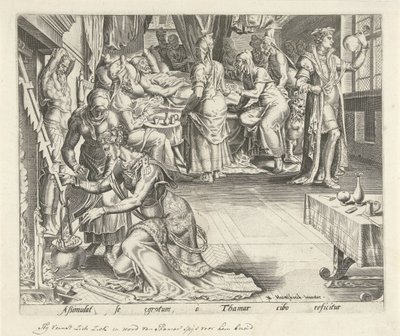 Tamar laver mad til Amnon Historien om Tamar og Amnon (serietitel) af Philips Galle