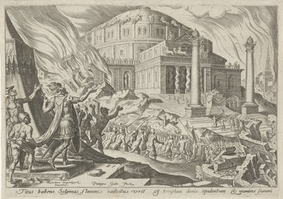 Ødelæggelse af Jerusalem af kejser Titus The Days of Doom of the Jewish People (serietitel) af Philips Galle