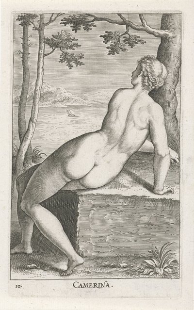 Waternimf soveværelse Soveværelse (titel på objekt) Stroom en waternimfen (serietitel) Oceanitid-nymfer, epihidrid potamidus naiads (serietitel) af Philips Galle