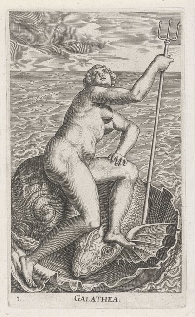 Waternimf Galatea Galatia (titel på objekt) Stroom - en vandnymfe (serietitel) Nympharum oceanitidum, Ephydridum potamidum naiadum (serietitel) af Philips Galle