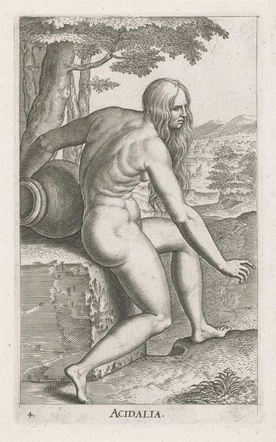 Vandnymfe Venus Acidalia Acidalia (titel på objekt) Stroom- en waternimfen (serietitel) Oceanitid-nymfer, epihidrid potamidus naiad (serietitel) af Philips Galle