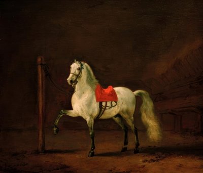 En hvid hest i stalden af Philips Wouwerman