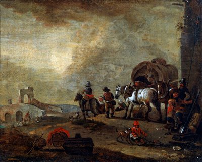Rejsende på vej, 1600-tallet af Philips Wouwerman