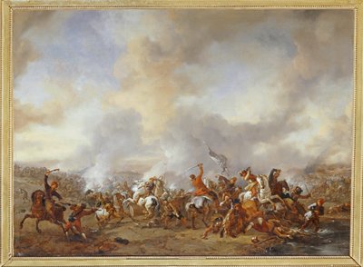 Et stort slag mellem ryttere og infanterister ... af Philips Wouwermans or Wouwerman