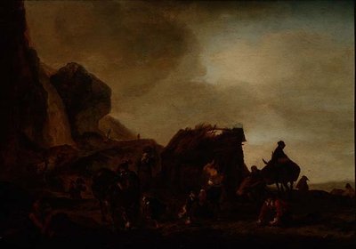 Rejsende og tiggere ved en ruinhytte af Philips Wouwermans or Wouwerman