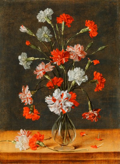 Nelliker i en glasvase på et stenbord, 1639 af Phillipe de Marlier
