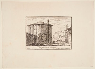 Danish: Tempel for gudinden Vesta. 1. Tempel for Fortuna Virile af Philothée Francois Duflos