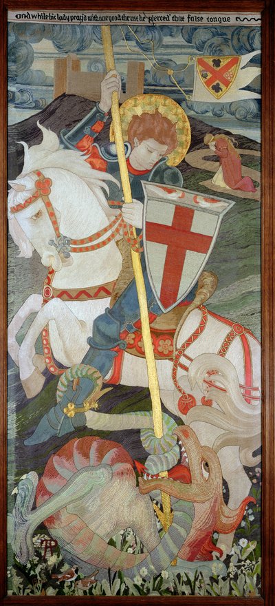 St. George Slaying The Dragon, With Una Praying In Background, 1904 (broderi) (se også 141949 & 51) af Phoebe Anna Traquair