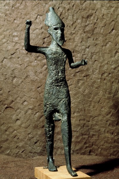Fønikien: figur af en gud i bronze. Find i havet nær Selinunte (Selinonte), Sicilien. 14.-13. århundrede f.Kr. Palermo, det nationale arkæologiske museum af Phoenician