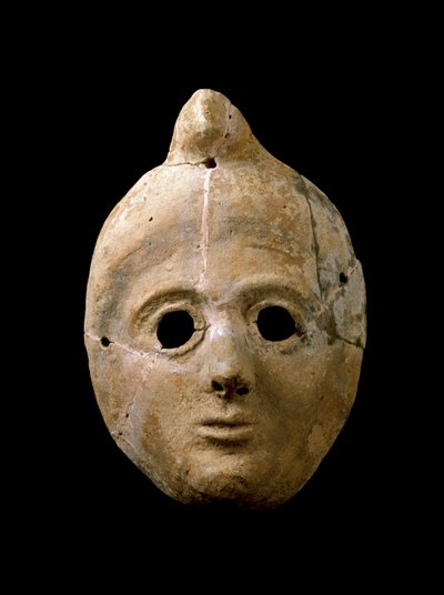 Fønikisk kunst: terracotta kvindes maske. Fra Puerto de la Tierra. 4. - 3. århundrede f.Kr. Cadiz Museo de Cadiz Spanien af Phoenician